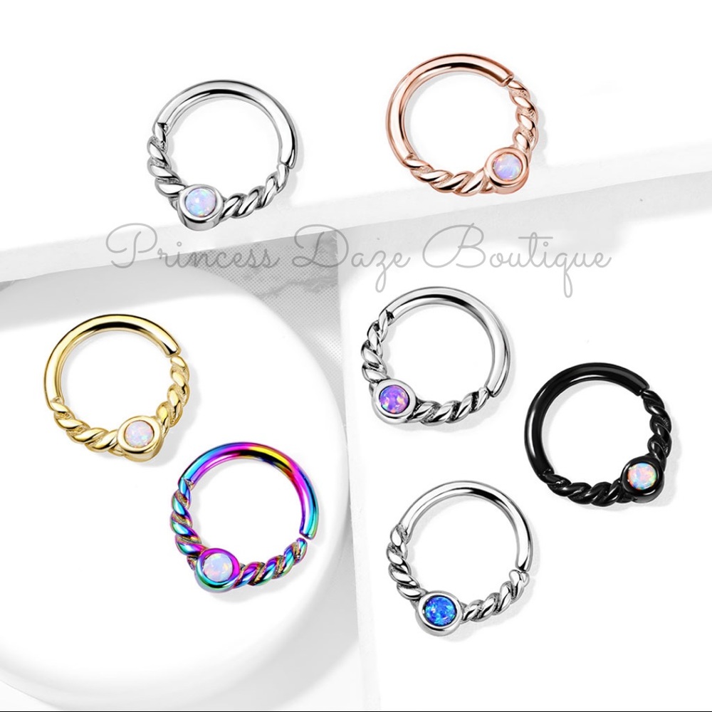 Opal Braided Bendable Hoop Ring Diath Ear Cartilage Nose‎ Septum